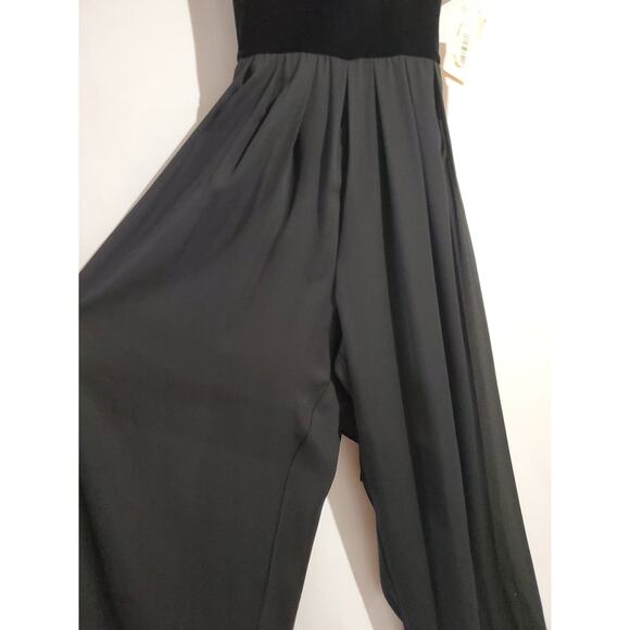 Vtg 90s CDC NWT Velvet Chiffon Tieback Jumpsuit Size 10 Whimsigoth Grunge Black - Picture 4 of 12